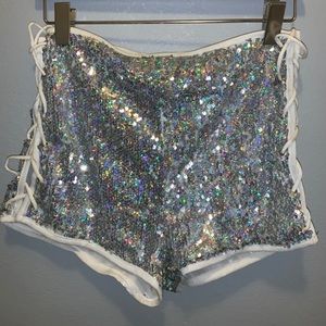 White IHeartRaves Sequin Shorts